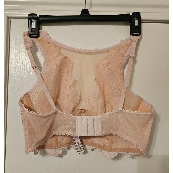 NWOT Victoria's Secret Dream Angels Lace Blush Pink High Neck Bralette Sheer 34B - Picture 3 of 5